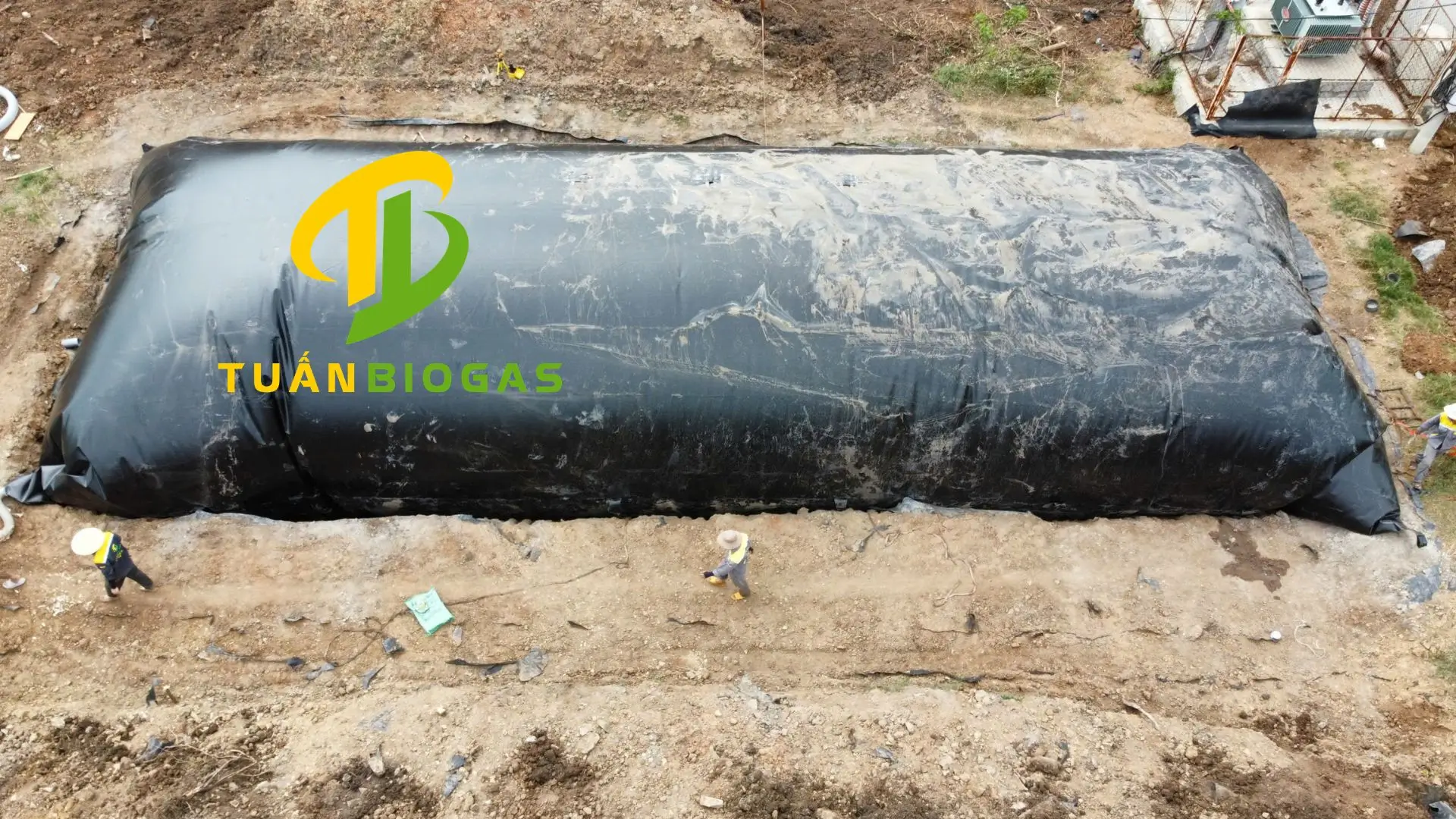 Túi biogas tròn quy mô trang trại lớn hàng trăm mét khối